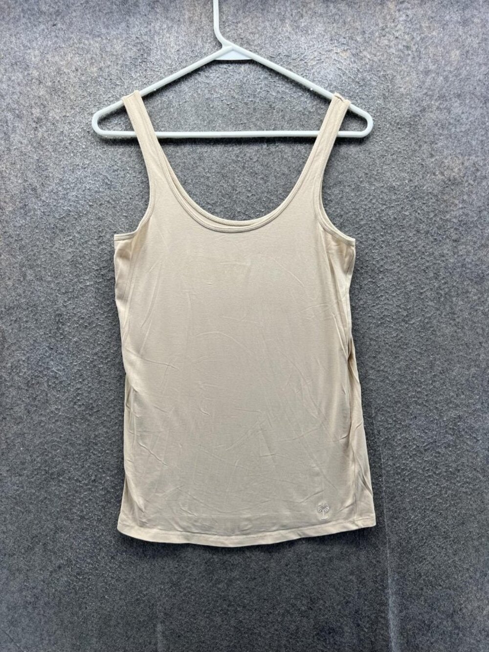 Lilly Pulitzer Tank Top Womens Medium Beige Stretch Cami Logo Layering
